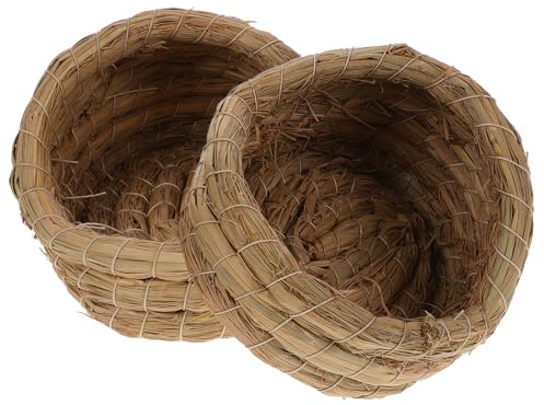 TOMETURE Cama Nido Tejida para Gallina, 2 Piezas, Paja, 14cm | Ponederos para Gallinas, Nido de Cría, Fácil de Limpiar y Portátil, para Dormir y Jugar