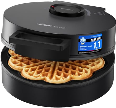 Clatronic® Waffeleisen Herzform | mit Antihaftbeschichtung | stufenloser Regler für Bräunung nach Wunsch | Waffle Maker | Herzwaffeleisen 1200 W | WA 3832 schwarz
