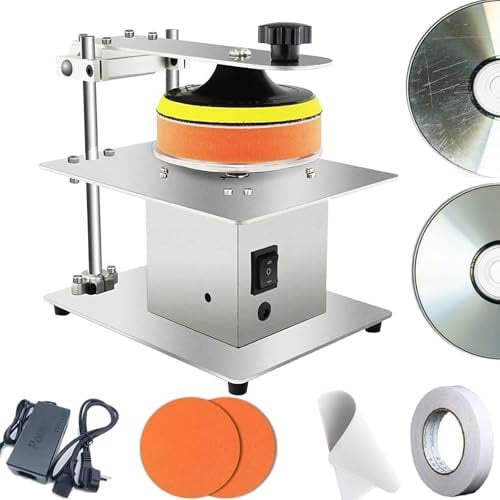 Disc Poliermaschine für DVD/CD Reparatur & Reinigung - Edelstahl Chassis, 7 Geschwindigkeitsstufen, 6000r/min für Scratch Repair & Data Recovery