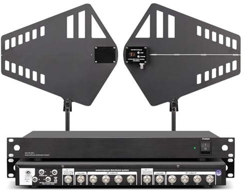 UHF Wireless Microphone Signal Booster with Active Directional Antennas – 400-950MHz Frequency Range, Adjustable Gain for Enhanced Performance