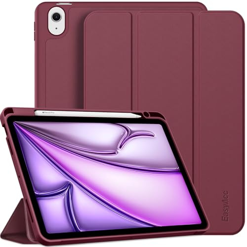 EasyAcc Coque pour iPad Air 11 M4/M3/M2, Air 5/4 10,9 avec Porte-Stylet | Housse Étui de Protection Ultra Fin Housse en TPU,Rouge bordeaux