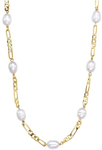 Julie Julsen JJNE34825-3G Damen Collier Sterling-Silber 925 Gold weiß Perlen 43 cm