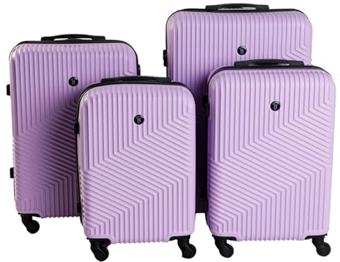 BERTOO Milano Koffer-Set 4-teilig lila - Hartschalenkoffer ABS | Reisekoffer mit Rollen & Schloss |Koffer groß|Koffer mittelgroß|ryanair handgepäck