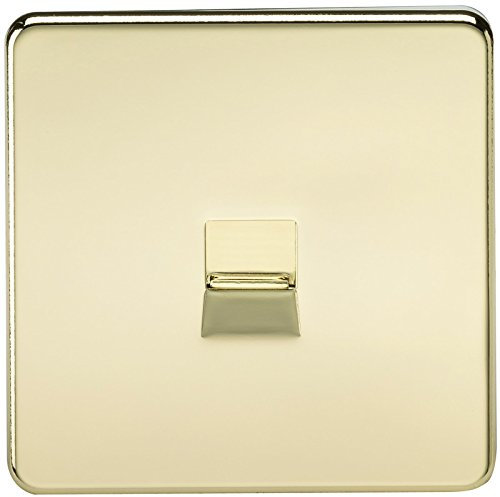 Knightsbridge SF7400PB Screwless Telephone Extension Socket - Polished Brass