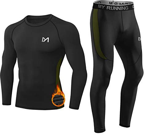MEETYOO Thermounterwäsche Set Herren, Lange Funktionswäsche Atmungsaktiv Unterwäsche Sport Kompressionsanzug für Workout Skifahren Laufen Wandern