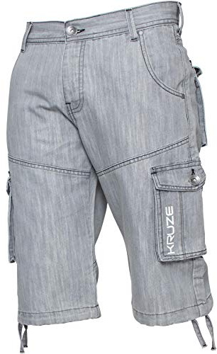 Ze ENZO Mens Cargo Combat Shorts Heavy Duty Denim Half Pants Big King All Waists