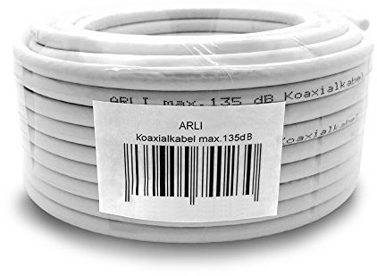 ARLI 20m 135dB Sat Koaxialkabel Koax Kabel Antennenkabel 4K FullHD UltraHD 4K 5-fach geschirmt für DVB-S / S2 DVB-C DVB-T BK Anlagen Satkabel HD UHD 3D verlegekabel 5 fach schirmung 135 dB 20 m