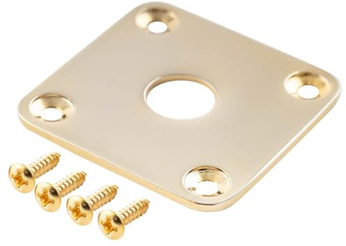 Musiclily Pro Metal Flat Bottom Square Jack Plate for Epiphone USA Les Paul Style Guitar, Gold