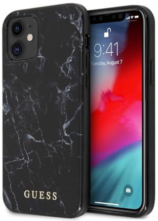 Guess - PC/TPU - Marmor Design Case für iPhone 12 Mini, Schwarz GUHCP12SPCUMABK