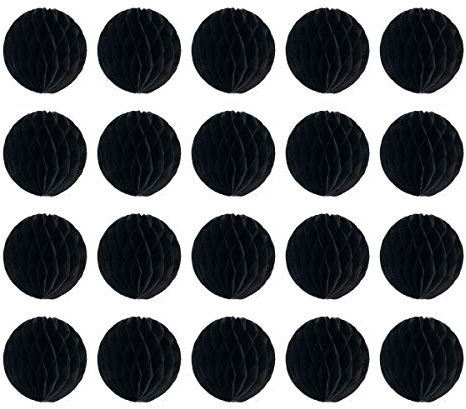 20 Stück Wabenblumenkugeln Party Wabenbälle Dekoration Papierblumenkugeln Seidenpapier Blumenbälle Pom Poms Ball für Babyparty, Geburtstag, Hochzeit, Heimdekoration (15,2 cm, schwarz)