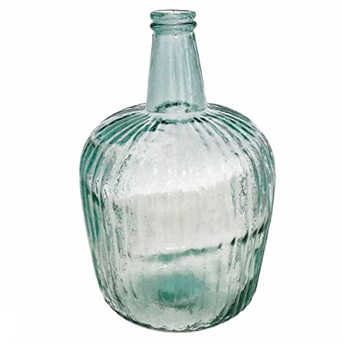 Tradineur - Bidon en verre rayé sans bouchon - Bouteille en verre rayé pour stocker boissons, eau, vin (8 litres, 36 x 23 cm)