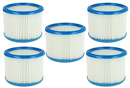 vhbw Filterset 5x Faltenfilter kompatibel mit Nilfisk Aero 21-21 PC Inox, 25-11, 25-21 Nass- und Trockensauger - Filter, Patronenfilter