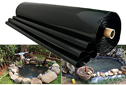 Teichfolien HDPE Teichmembran undurchlässig Fountain Teichleiner Teichhäute Wasserdichtes Futter Tuch Für Gartenteich Teichbau,verstärkte und verschönerte Umgebung,Schwarz,Dicke 0.5mm (9×9m)