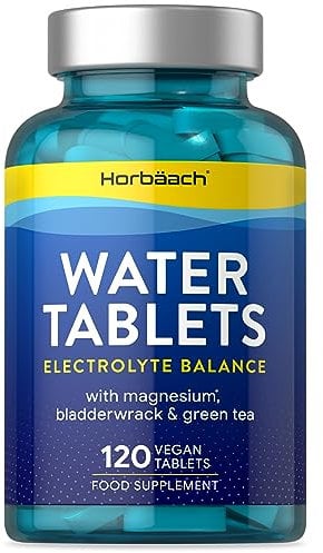 Water Tablets 5071mg | 120 High Strength Electrolyte Balance for Women and Men | Vegan Water Balance Formula with Magnesium Bladderwrack and Green Tea | by Horbaach