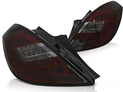 LED Rückleuchten kompatibel mit Opel Corsa D 3-Türer 2006 2007 2008 2009 2010 2011 2012 2013 2014 Limousine 3-Türer GV-915 1 Paar Rückleuchten mit rotem Rauchbalken