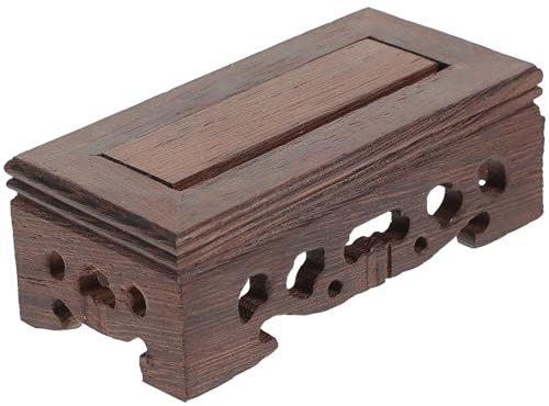 Cabilock Peana de Madera Rectangular con Tallado para Exhibición de Muebles Oriental, Jarrón y Decoración - Bandeja 13X7CM