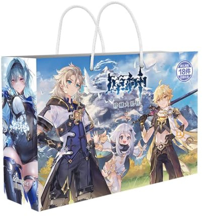 Gen-shin Glückstasche Geschenktüte Inkl. DIY Figur Aufkleber Handyständer Lesezeichen Gen-shin Grußkarte Badge Collection Bag Lehrplan Zeitplan