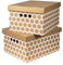 Cardboard Storage Boxes with Lid, Decorative Wardrobe, Closet, Home & Office Organiser with Handle, Flat-Packed, Stackable File Box, Gift for Adults & Kids, Set of 2, XLarge - Gold Dots on White