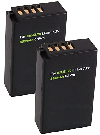 2er-Set Akku für die Nikon Coolpix P950 und P1000 | kompatibel mit Nikon EN-EL20a / EN-EL20 (850mAh)