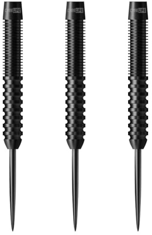 CyeeLife 3 Stück 90% Wolfram Steeltip Dartfässer, geriffelt geradlinig mit Stahlspitze & 2BA-Innengewinde Schwarz Silber, Gewichte 21g bis 38g