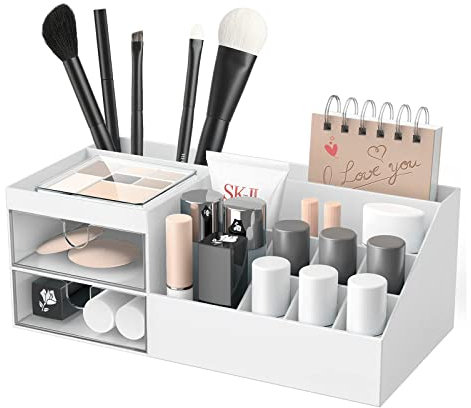 CALIYO Kosmetikorganiser Make up Organizer, Lippenstift-Rack, Büro-Schreibtischbox, Haushalts-Kunststoff-Schubladen-Aufbewahrungsbox, Schminktisch Organizer für Organisieren Kosmetik Lippenstif