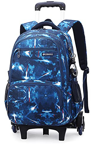 Amythe Rucksack Trolley, Schulrucksack mit Rollen für Jungen Mädchen Rucksack mit Rollen für 3-9. klasse, Schultrolley Ideal für Schule und Reise,Schwarz