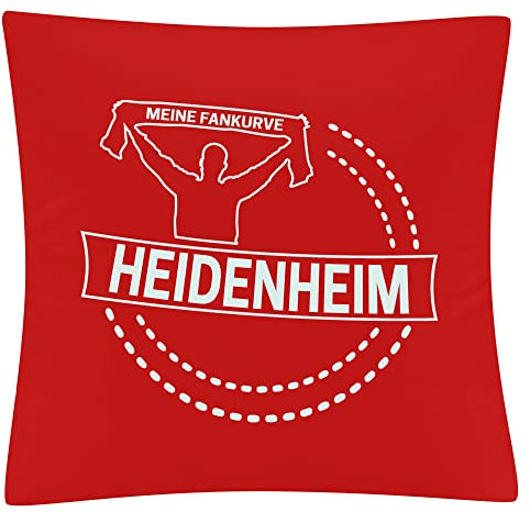 VIMAVERTRIEB® Kissenbezug Heidenheim - Meine Fankurve - Druck: weiß - Kissen Bezug Fußball Fanartikel Fanshop - rot