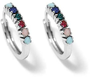 Agatha Ruiz de la Prada Silver Ohrringe Sterling 925m Chanel Criollas 14mm Kollektion. Farbsteine ??- Modell: 045chan