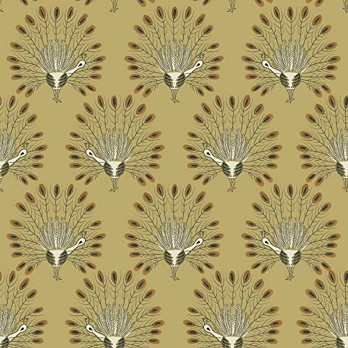 Superfresco Easy Papier peint intissé Paons Vintage 1005 x 52cm Ocre | Revêtement Mural, Tapisserie | Ambiance Facile à poser et à enlever
