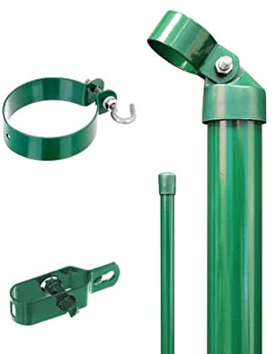 Alberts 601171 Zaunanschluss-Set zweiseitige Verbindung für Wellengittertor an Maschendrahtzaun | Set,2s | zinkphosphatiert grün | zum Einbetonieren | Torpfosten-Ø: 76 mm | Zaunhöhe: 1250 mm