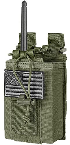 FRTKK Tactical Radio Holder Radio Holster Molle Radio Pouch Universal Radio Case Military Heavy Duty Radio Bag for Police Firefighter Two Ways Walkie Talkies Vest (Army green)