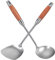 Coolty 2Pack Wok Spatula and ladle Tool Set, 304 Stainless Steel Wok Cooking Utensils with Long Heat Resistant Wood Handle