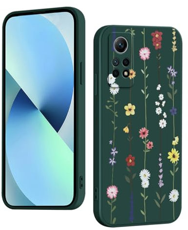 YUXING Silikon Hülle für Xiaomi Redmi Note 12 Pro 4G / Redmi Note 11 Pro 4G 5G, Mode Muster Niedlich Handyhülle, Stoßfest, rutschfest, Langlebige, Ultra Dünn Schutzhülle (Flower,Green)