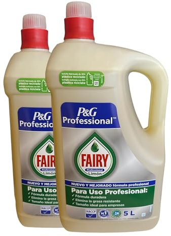 Azala Fairy Lemon Ultra Professional utilise un détergent concentré pour les mains pour lave-vaisselle, lavage en toute sécurité et qualité 5 litres x 2 unités