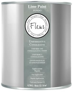 FLEUR DESIGNER'S PAINT | Fondo per Pittura a Calce Lime Paint, Riempitivo e Uniformante, Diminuisce Assorbenza del Muro, Made in Italy, Formato da 0,75 litri