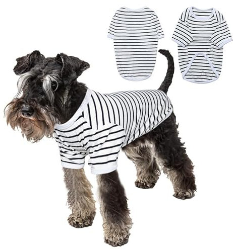 PetSmiler Hundepullover - Dünner Hundepullover Kleine Hunde Gestreifter Hundeshirts für Kleine Hund Katzen Shirt, Dehnbarer Pullover Hund Hundepulli Chihuahua Französische Bulldogge (Schwarz XL)