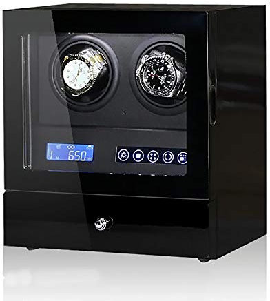 ZERAPH Spinner-Aufzugskasten Uhrenbeweger – Automatischer Uhrenaufzugskasten mit 2 Steckplätzen, mechanische Uhr, antimagnetischer Shaker, LCD-Steuerung, vertikal rotierendes Uhrengerät,