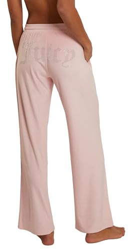 Juicy Couture Women's Velvet Fleece Lounge Pajama Pant with Rhinestones (US, Alpha, Large, Regular, Regular, Lola Pink)