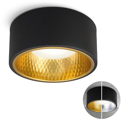 SSC-LUXon OLINO Spot Aufputz dimmbar schwarz LED wechselbare Front gold & silber - Aufputzleuchte flach neutralweiß LED GX53 230V