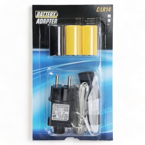 Stromadapter für Batterieartikel, Batterie Eliminator für batteriebetriebene Dekoration, Batterie-Dummies auf 230V 4.5V Netzteil IP20 mit 3m Kabel (3X Baby/C / LR14)