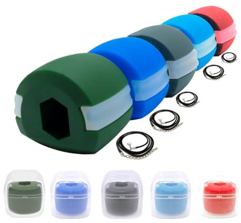 Way Betta 5 Pack of Jaw Exerciser Trainer for Face and Mouth 5 Strengths Jawline Toner Device For Men and Women Build & Chisel Your Jawline Includes Neck Cord