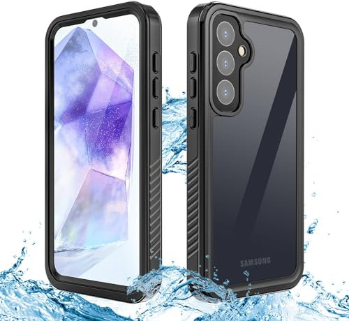 Wigento Für Samsung Galaxy A55 360 Grad Full Body wasserdichte Handy Tasche Schwarz