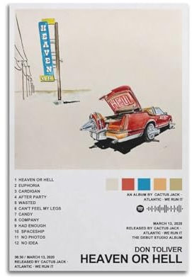 szzmyo Don Toliver Poster, Motiv: Himmel oder Hölle, Album-Poster, dekoratives Gemälde, modern, ästhetisch, Leinwandposter, Schlafzimmer, Wohnzimmer, Kunst, Wandmontage, 30 x 45 cm, ungerahmter