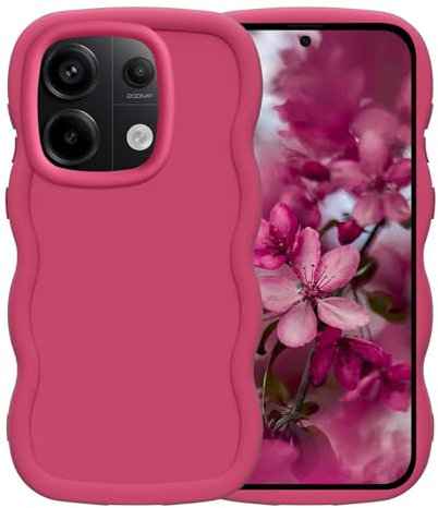 Yichxu Coque pour Xiaomi Redmi Note 13 Pro 5G, Mignon Cadre en Forme de Vague Liquide Silicone Antichoc Housse, Matt Souple Flexible Protection Bumper Cover Étui pour Redmi Note 13 Pro 5G,Rose Rouge