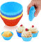 12pcs Silicone Muffin Cupcake Cases,Reusable Cupcake Molds,Nonstick Baking Cups,Cake Mold Universal Non Stick Silicone Muffin Cup Cupcake Case for Cakes Ice Creams Puddings