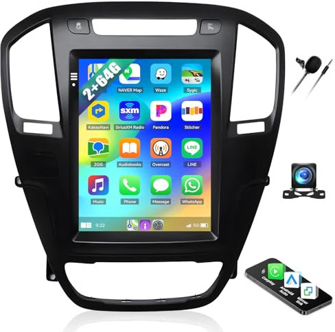 4 Core 2+64G Android 13 Carplay Android Auto Autoradio für Buick Regal/Opel Insignia 2009-2013, 9,7 Zoll Touchscreen Radio Player mit GPS WiFi Bluetooth FM/RDS EQ SWC+ Rückkamera & Mic