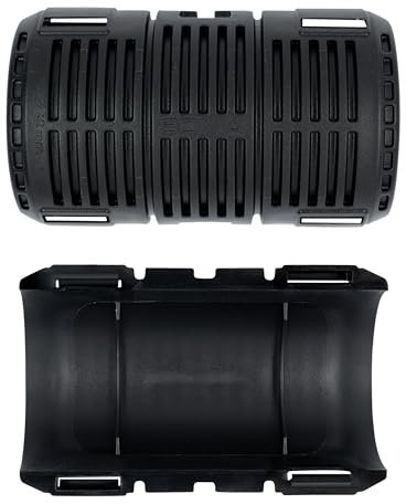 Raccordo per tubi corrugati M40, manicotto nero, 4 metà (fino a 2 collegamenti), resistente agli urti, antistatico, senza alogeni, resistente a temperature da -20 °C a +80 °C