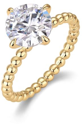 WAHZAUS Moissanit-Ringe für Damen, 3 Karat Gold, Solitär-Diamantring, Farbe D, Reinheit VVS1, Rundschliff, Eheringe für Frauen, Ehefrau, Mutter, 6, Silber, Moissanit