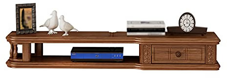 GAOAZHEN Mobile Porta TV sospeso, mensola Porta TV a Parete in Legno con Design a Fori lineari e cassetti, per riporre decoder satellitari e Console di gioco/noce/80 cm