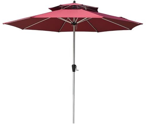 270cm Parasol Droit Double Aluminium Parasol De Jardin Rond, avec Manivelle, UV 50 pour Balcon, Terrasse, Plage(Beige)